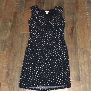 Navy blue polka dot sleeveless dress from Loft